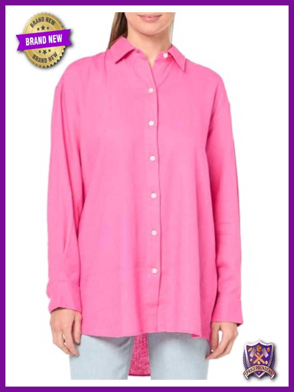 Linen Blend Long Sleeve Button Through Blouse